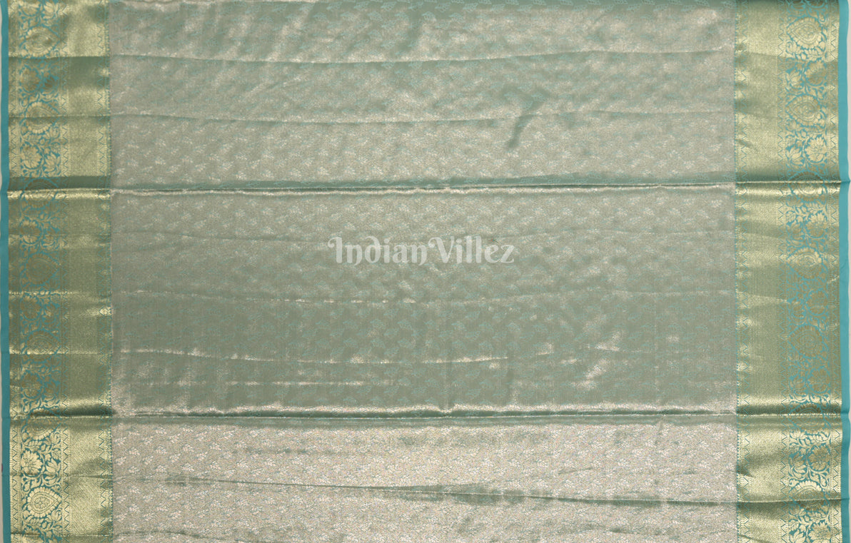 Magenta Pink with Aqua Blue Brocade Pure Kanjivaram Tissue Silk Saree 