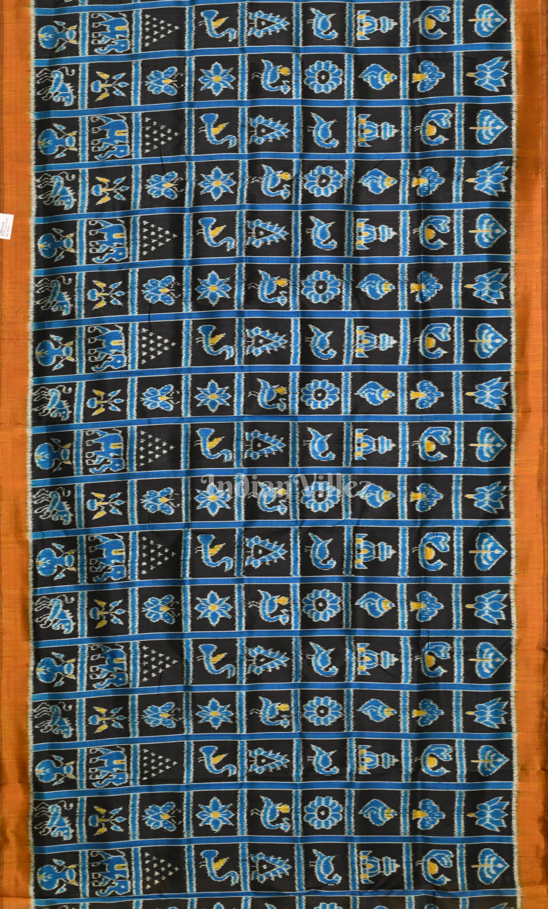 Blue Yellow Nabakothi  Odisha Ikat Contemporary Silk Saree 