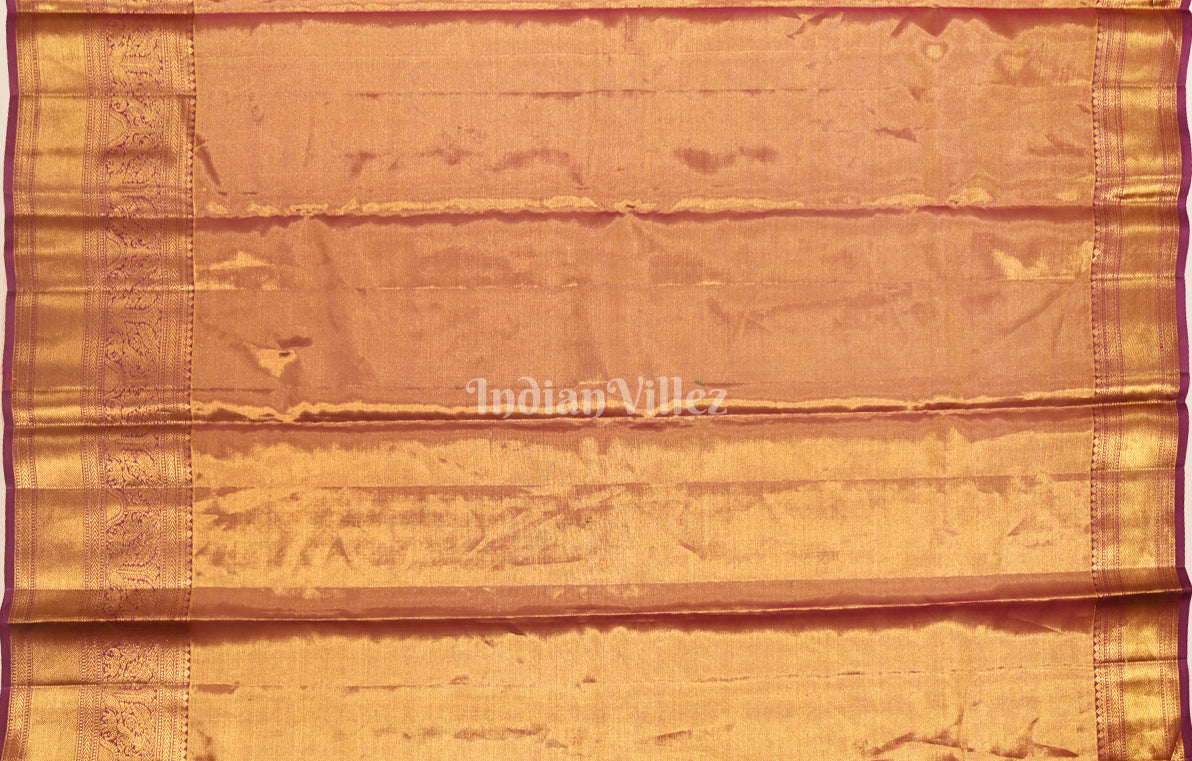 Elegant Golden Floral Brocade Pure Kanjivaram Tissue Silk Saree