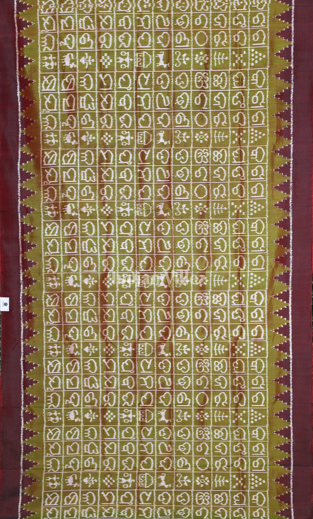 Mehendi Green coffee Odia Barnamala Odisha Ikat Contemporary Designer Silk Saree 