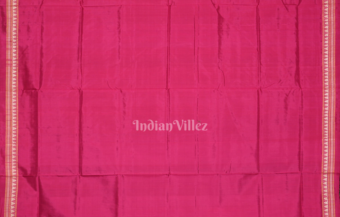 Graphite Grey Pink Buti Design Odisha Ikat Contemporary Silk Saree with Dongaria Anchal
