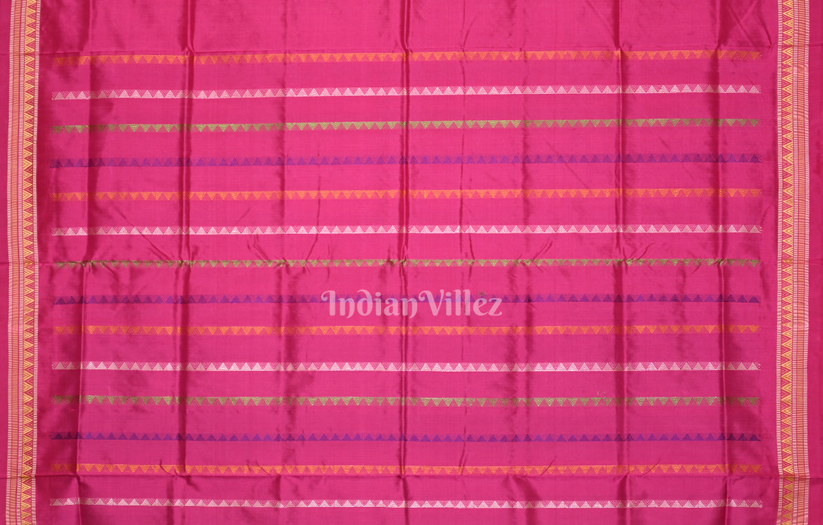 Grey Pink Buti Design Odisha Ikat Contemporary Silk Saree with Dongaria Anchal