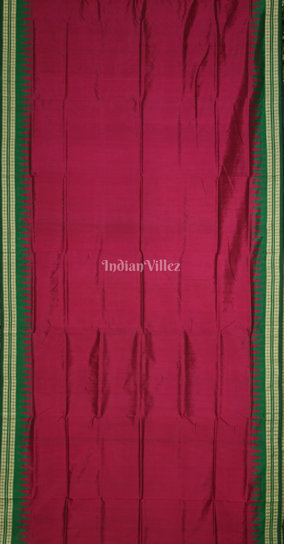 Magenta Pink Green Buti Design Odisha Ikat Bomkai Sambalpuri Silk Saree 