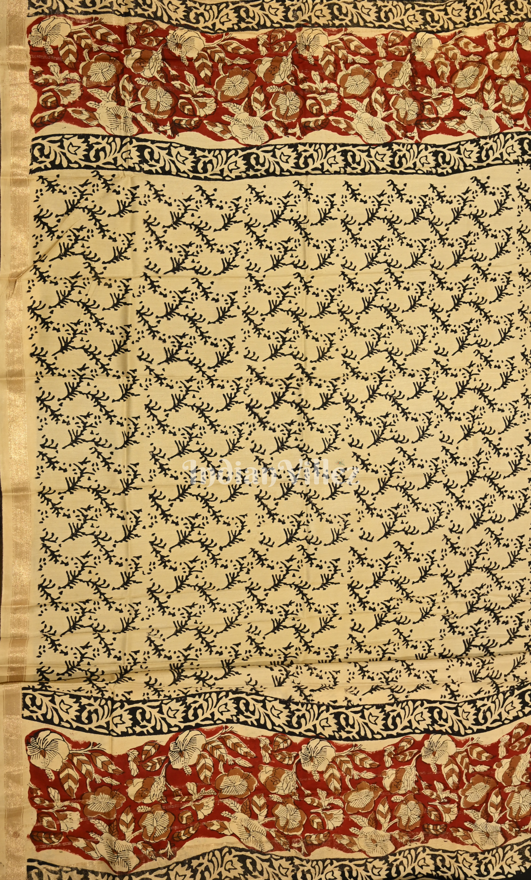 Rust Red Beige Bagru Crepe Block Printed Silk Suit Sets 
