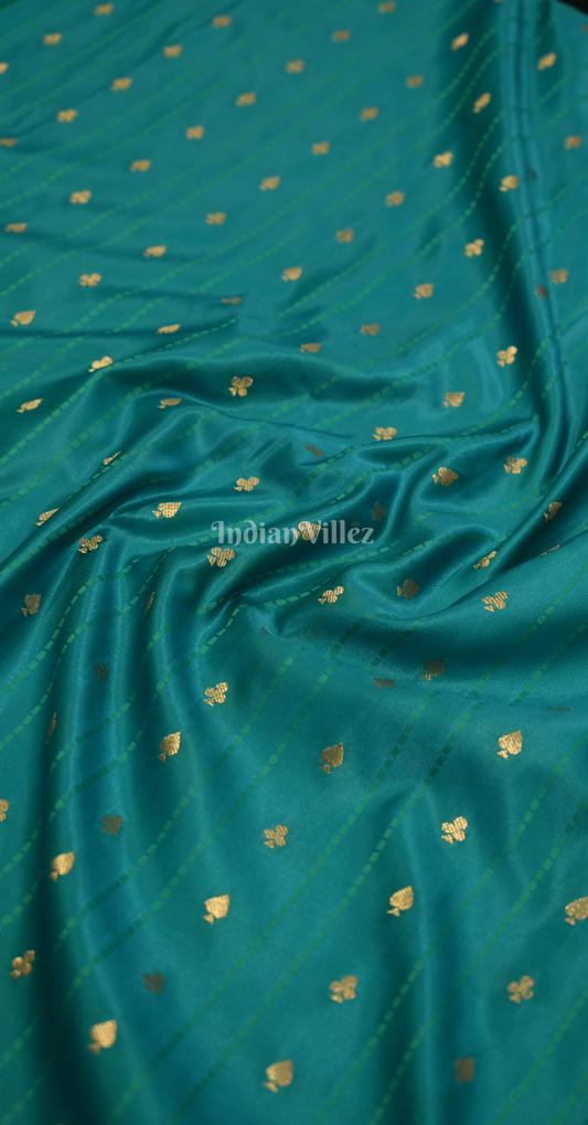 Cyan Blue Buti Design Zari Satin Silk Banarasi Saree