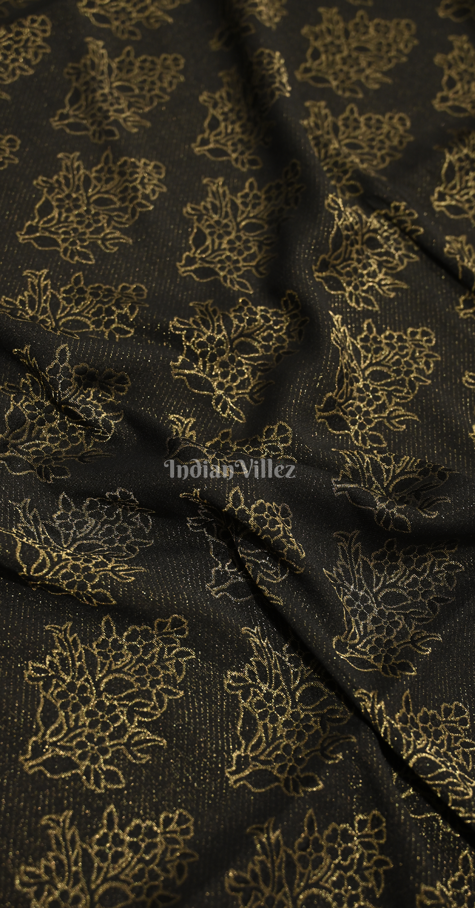 Black Golden Floral Motif Kanjivaram Georgette Saree