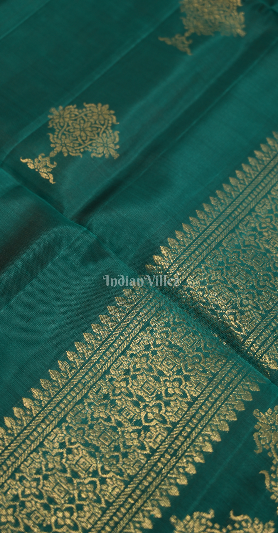 Rama Green Golden Pure Kanjivaram Soft Silk Saree 