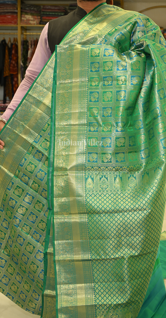 Green Golden Butta Brocade Pure Kanjivaram Silk Saree 
