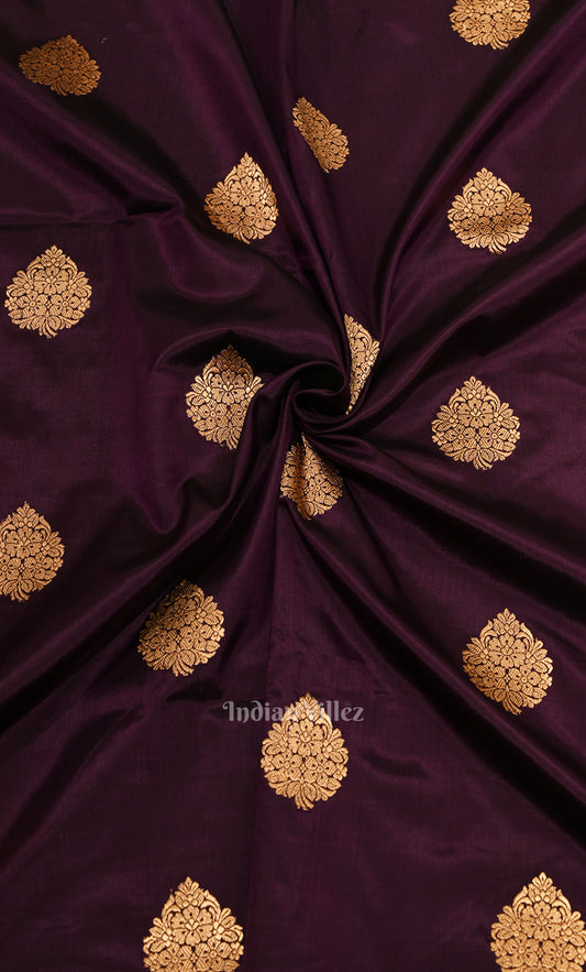 Mulberry Purple Pure Katan Silk Banarasi Saree