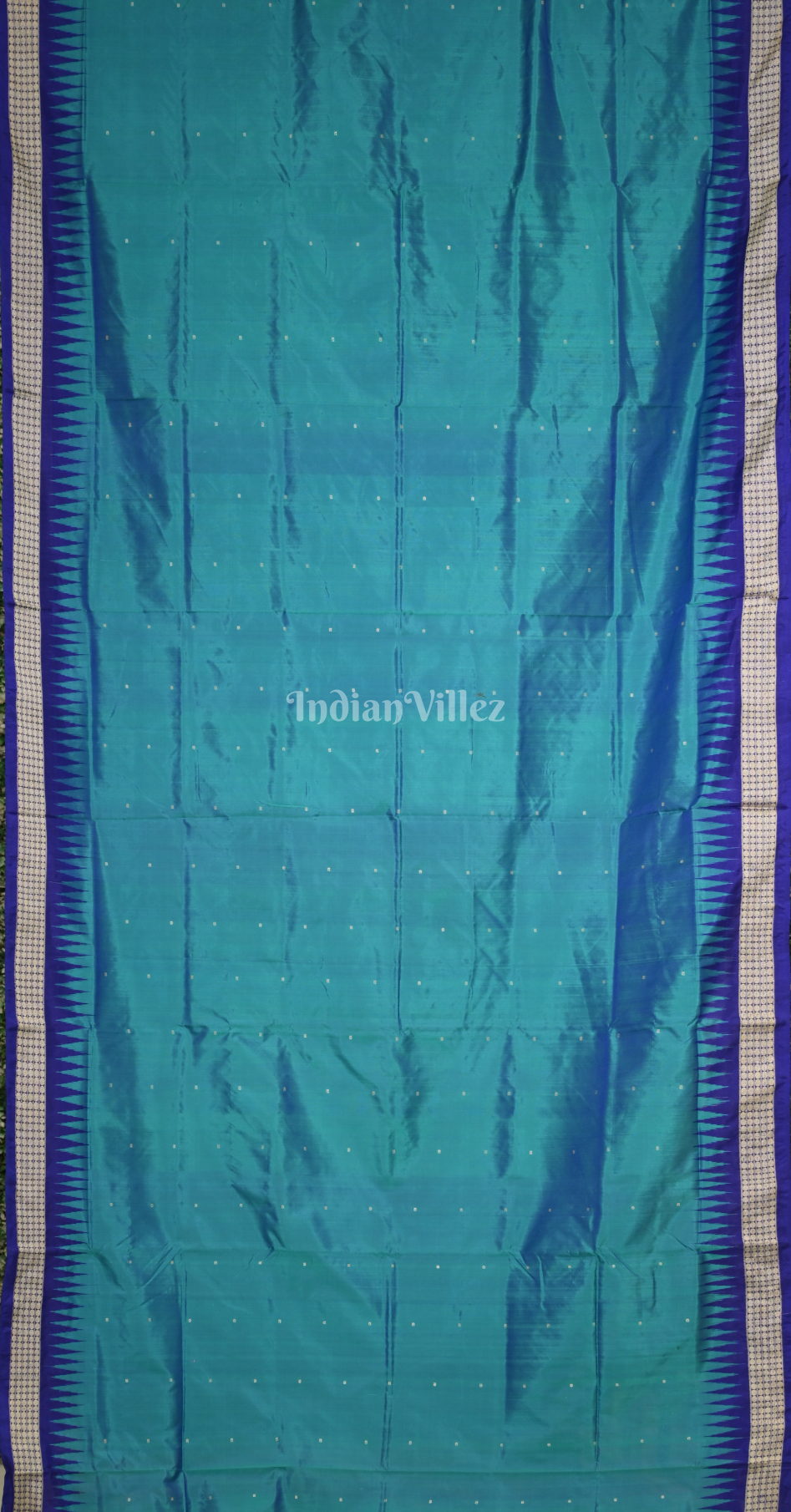 Cyan Blue Purple Buti Design Odisha Ikat Bomkai Sambalpuri Silk Saree 
