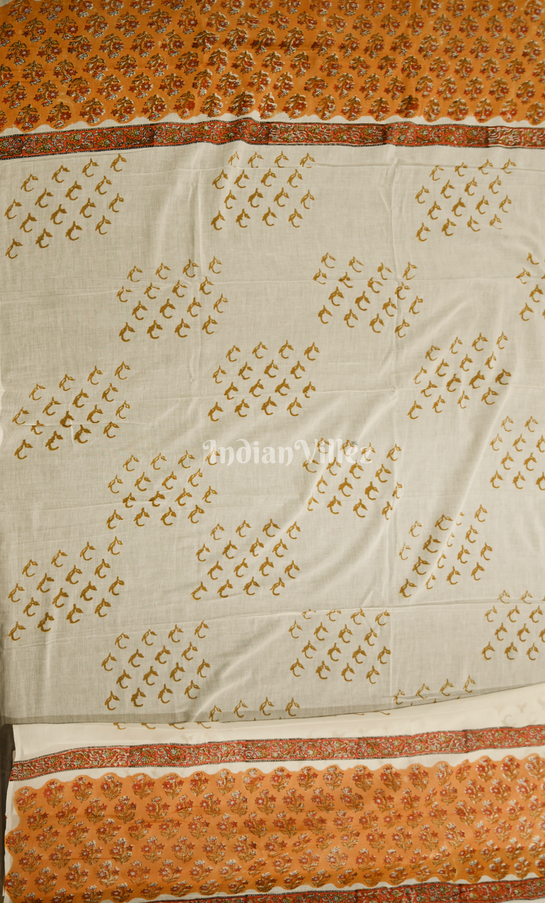 Orange Yellow Sanganeri Block Printed Cotton Suit Sets 