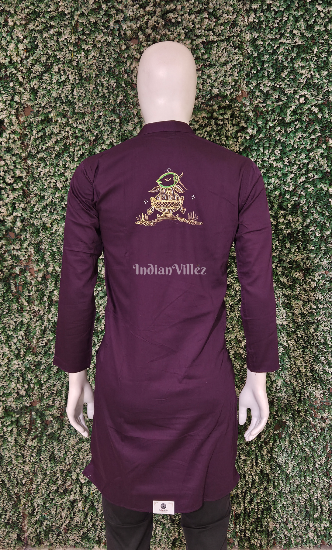 Violet Radha Krishna Theme Hand-Painted Pattachitra Kurta