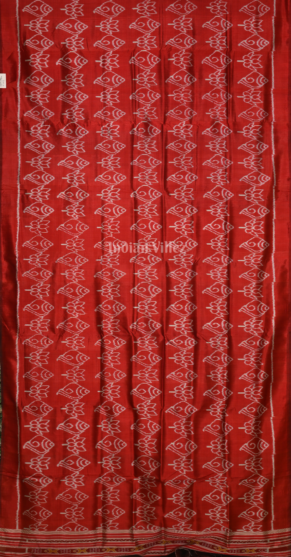 Maroon Lotus Sankha Motif Odisha Ikat Contemporary Silk Saree
