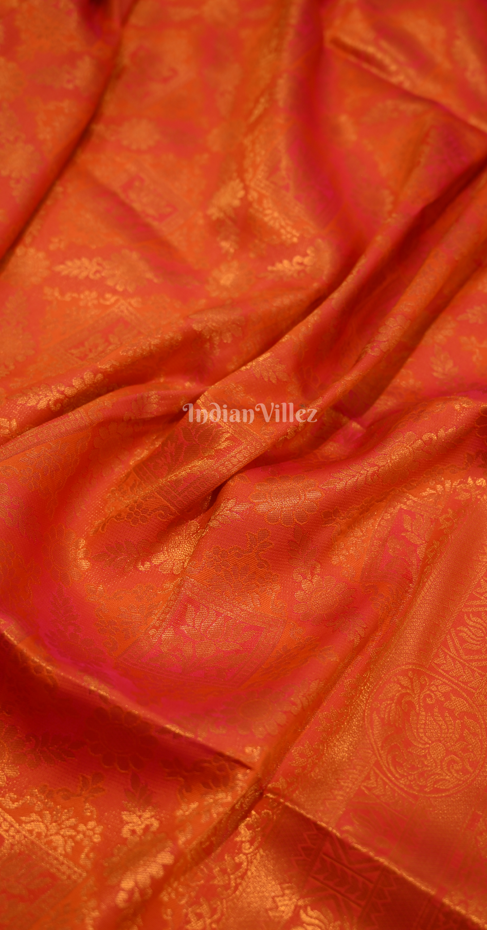 Exclusive Bridal Orange Kanjivaram Silk Saree with Brocade Work