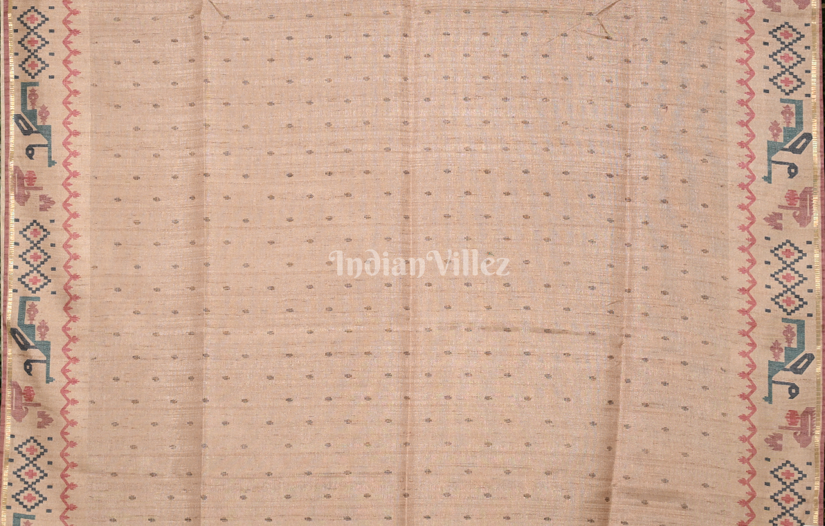 Mauve Rose Tusasr Silk Saree Embroidery Work 