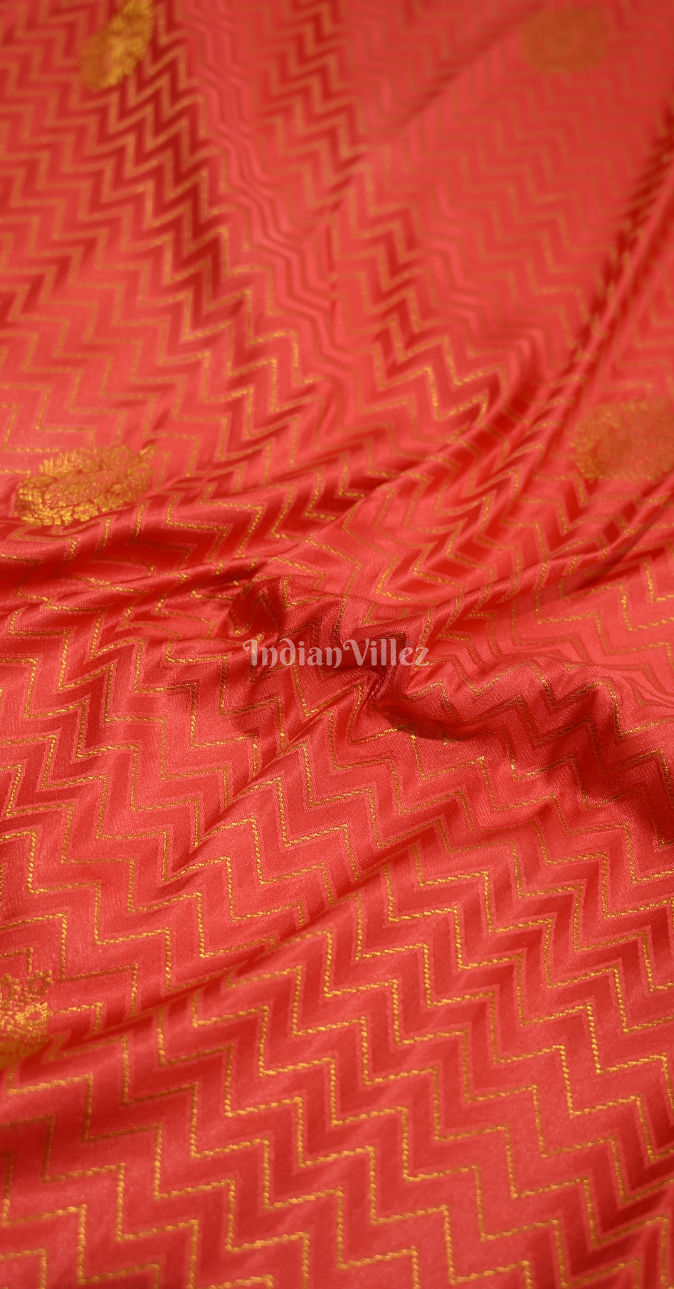 Carrot Pure Satin Kanjivaram Silk Saree with Brocade Work