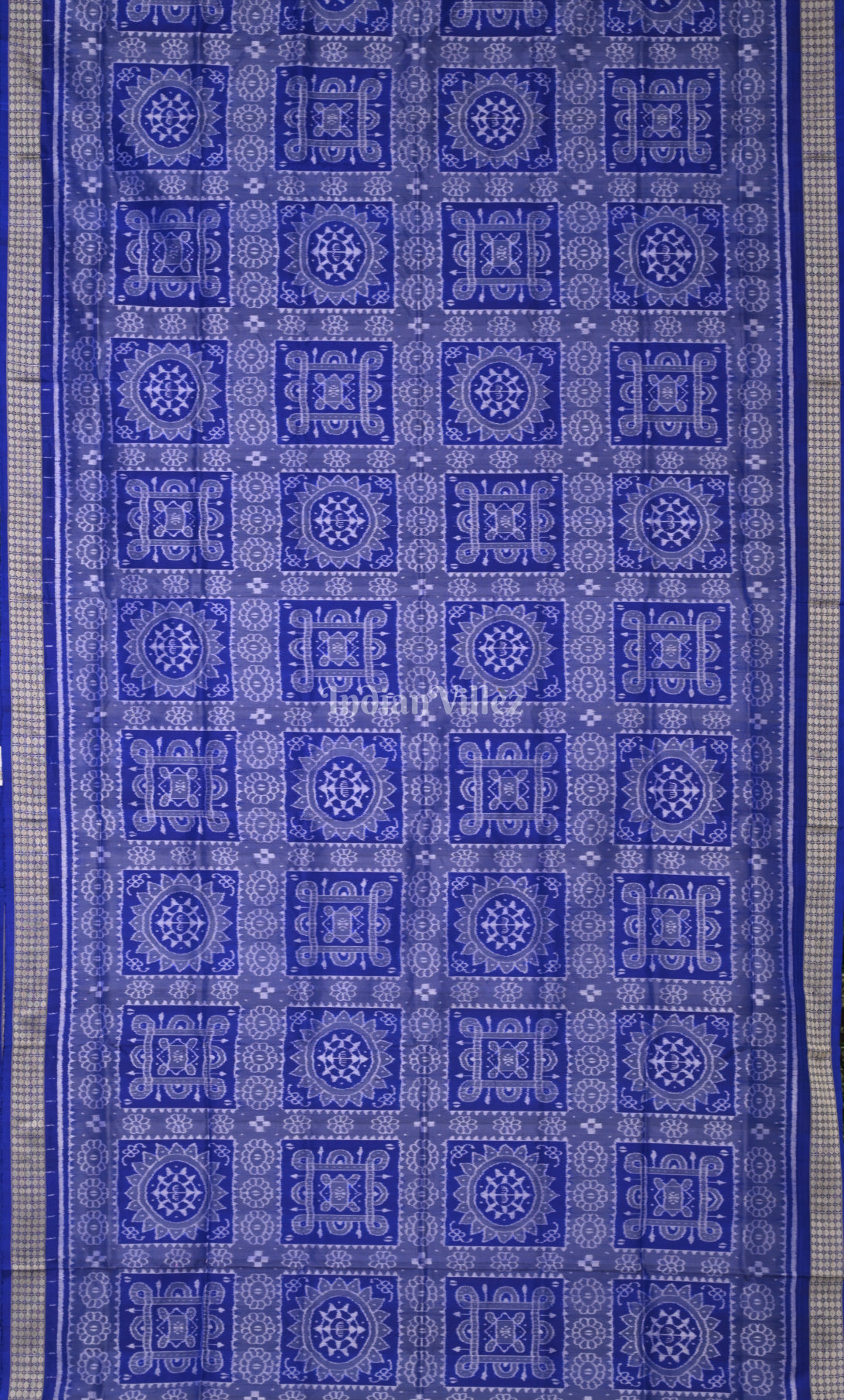 Royal Blue Jhoti Theme Odisha Ikat Sambalpuri Silk Saree 