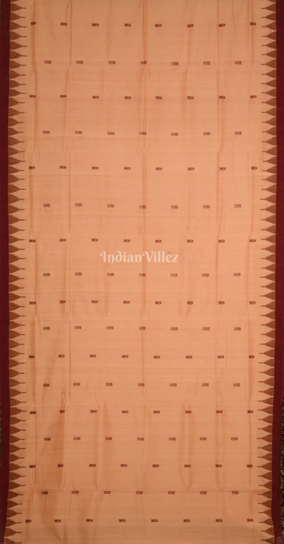 Beige Maroon Fish Motif Odisha Ikat Bomkai Cotton Saree

