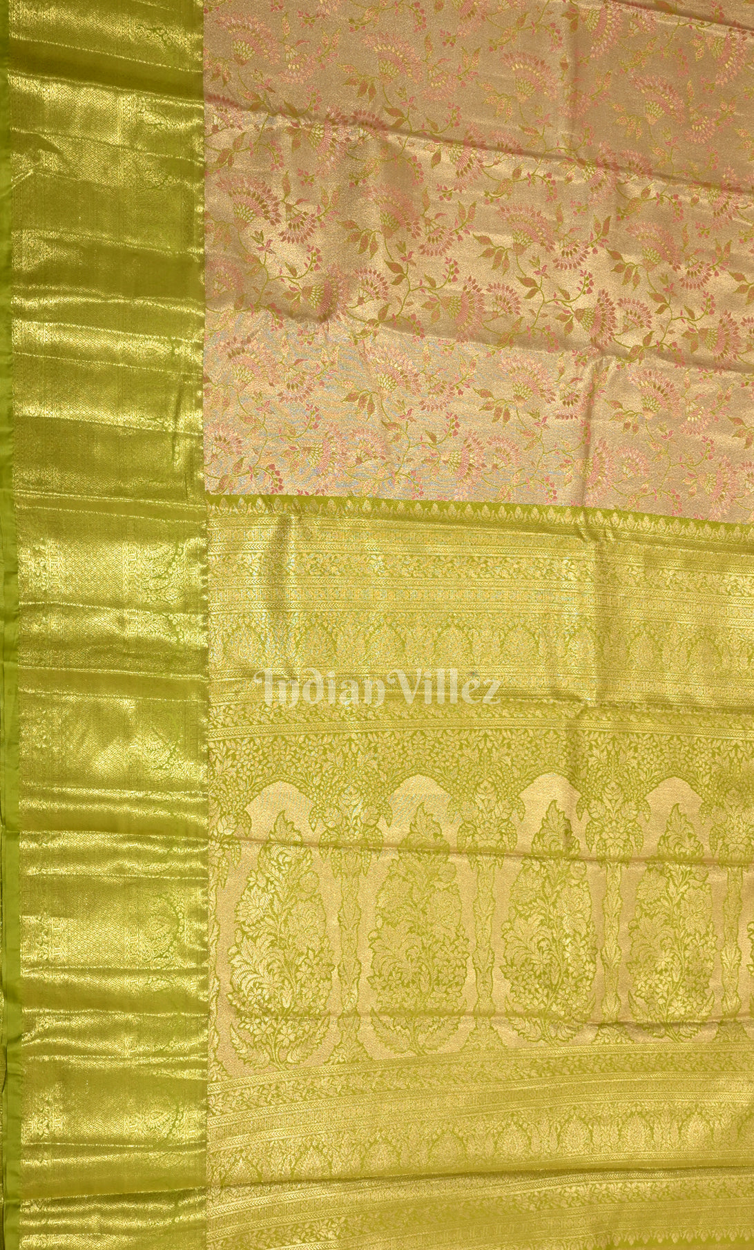 Lime Green Pure Kanjivaram Silk Saree