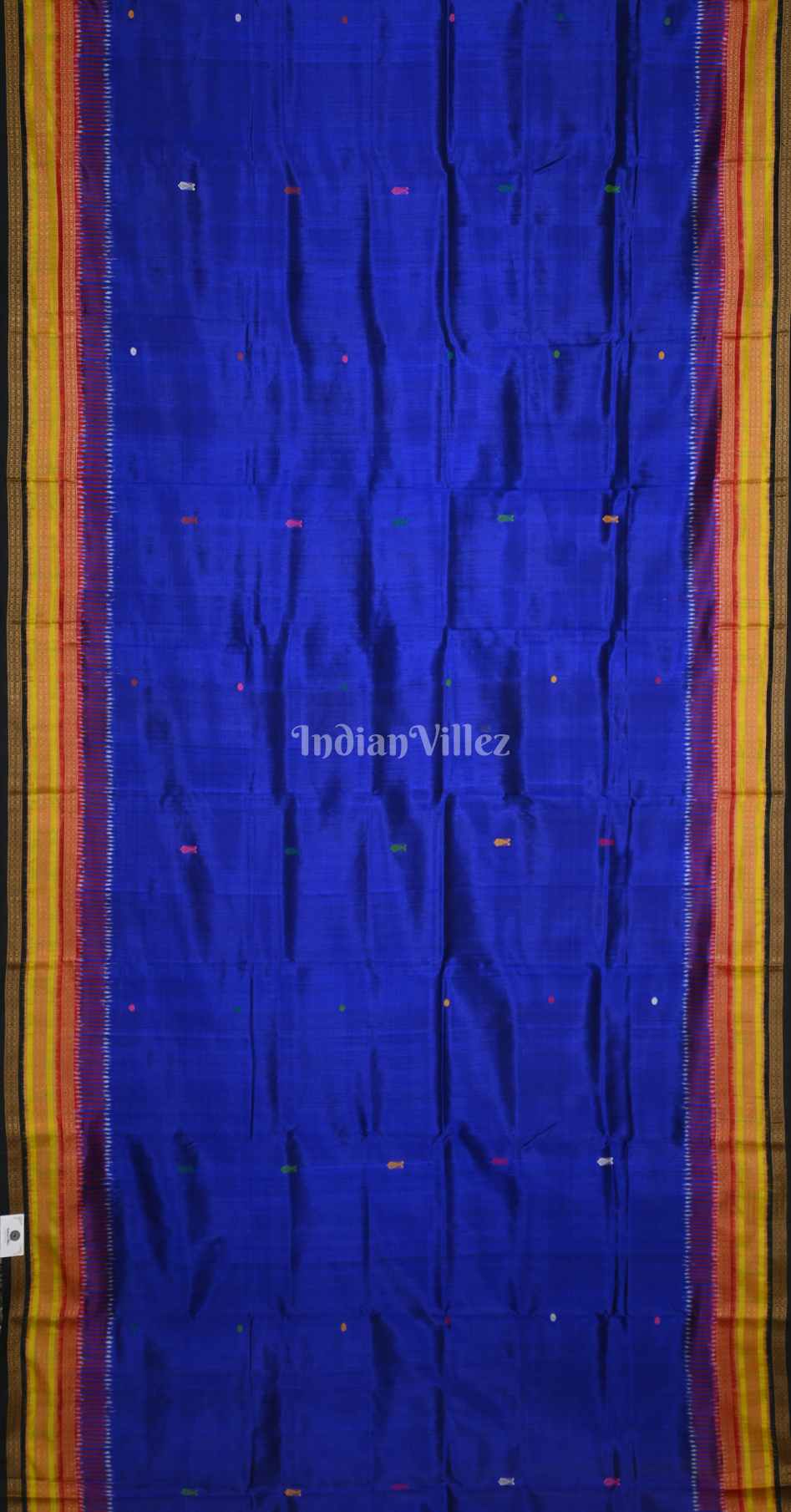  Royal Blue Buti Design Kathiphera Odisha Ikat Khandua Silk Saree with Blouse Piece 