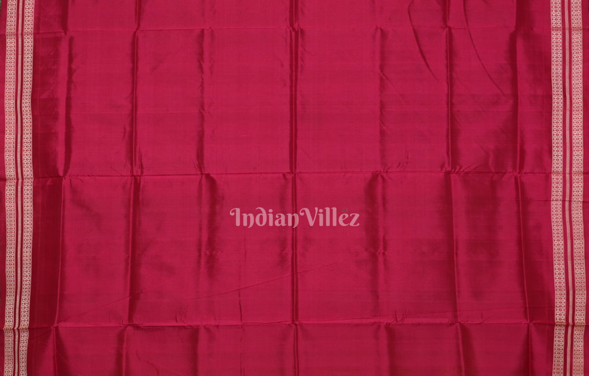 Mehendi Green Rani Pink Odisha Ikat Bomkai Sambalpuri Silk Saree 