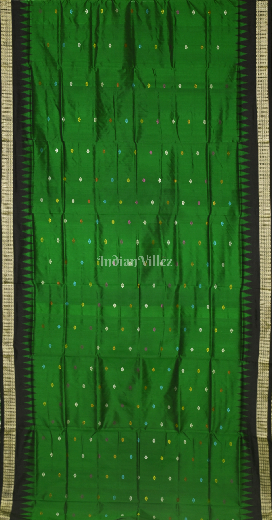 Green Black Dolabedi Odisha Ikat Bomkai Sambalpuri Ikat Silk Saree