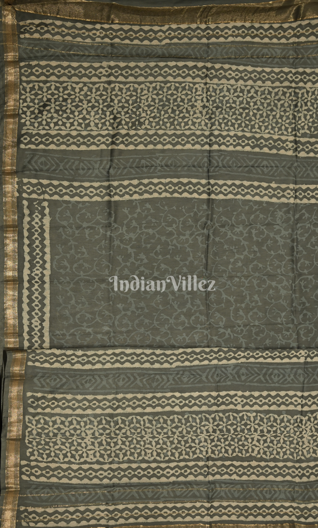 Ash Grey Dabu Block Printed Cotton Suit Sets 