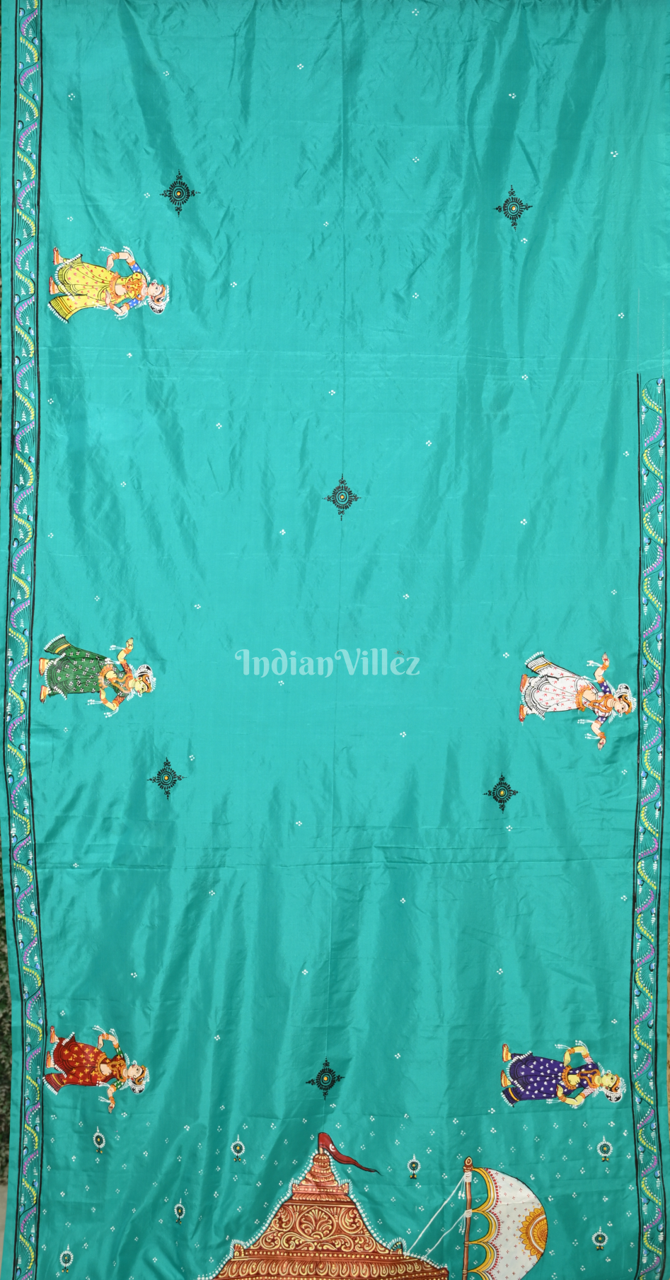 Blue Boita Bandana Hand-painted Pattachitra Saree 