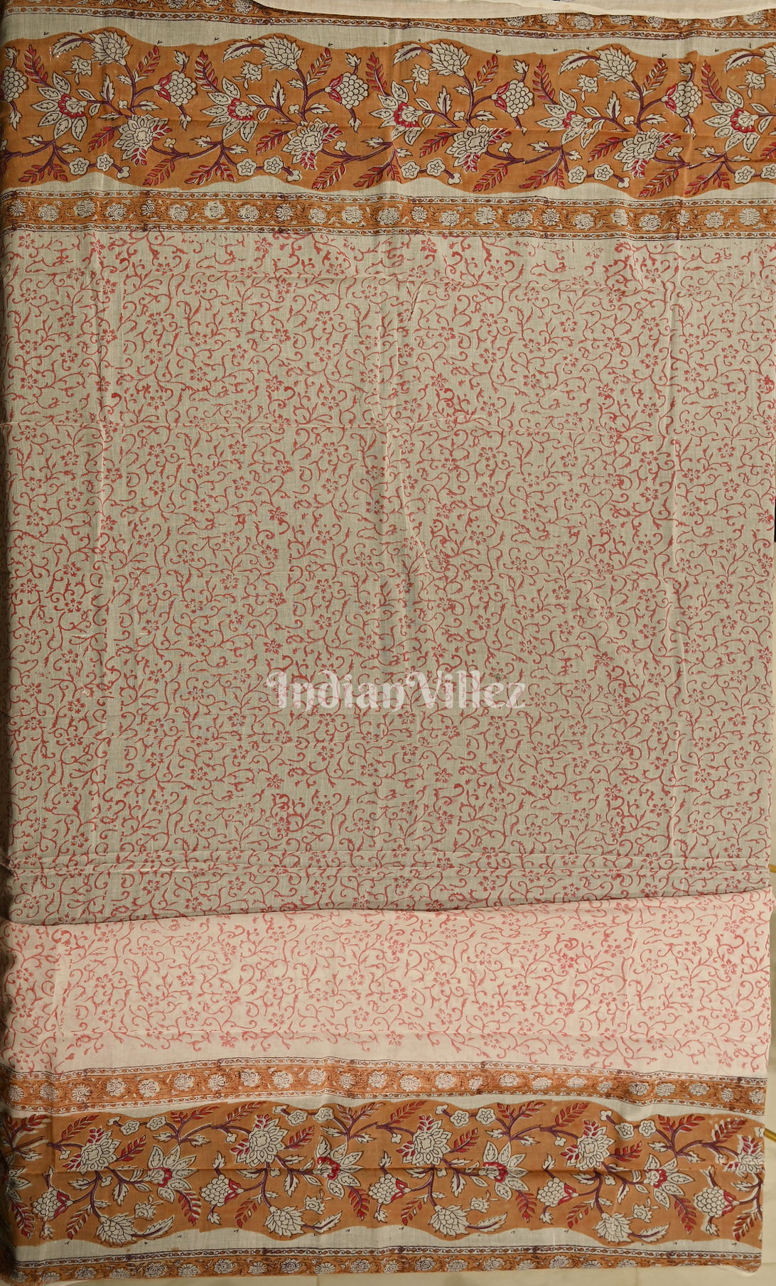 Light Orange Red Sanganeri Block Printed Cotton Suit Sets