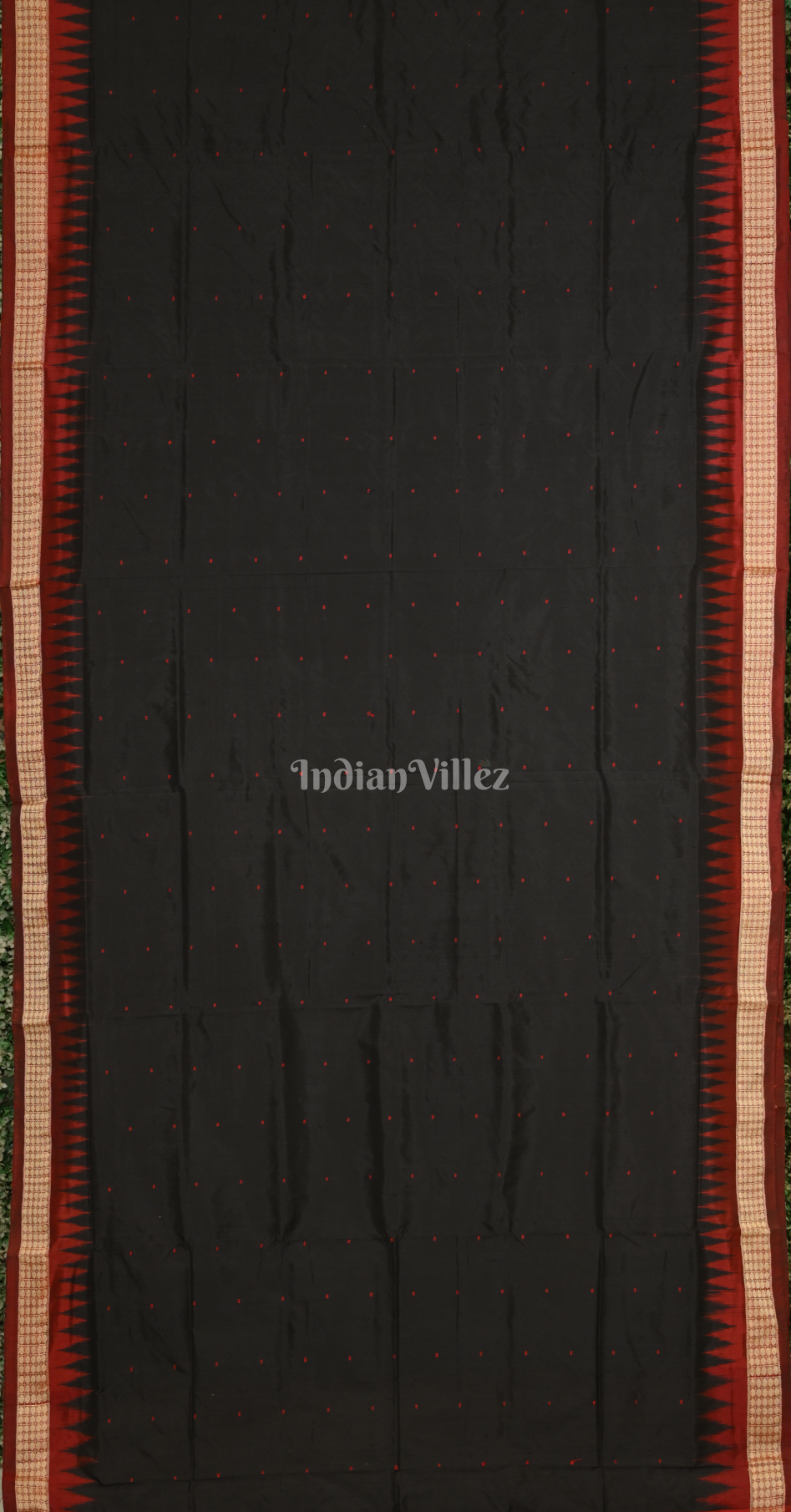 Black Red Buti Design Odisha Ikat Bomkai Sambalpuri Silk Saree 
