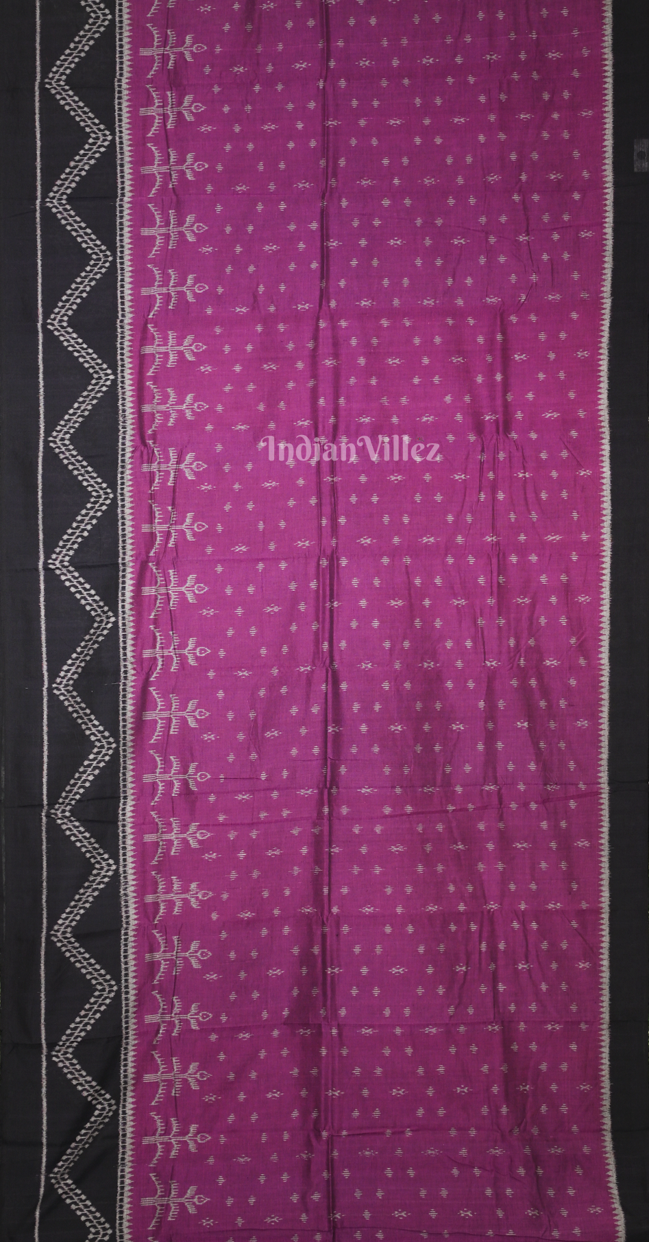 Pink Black Tribal Theme Odisha Ikat Sambalpuri Cotton Saree 