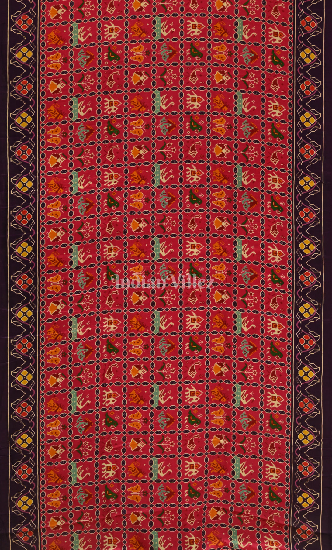 Red Purple Digital Print Gajji Silk Saree