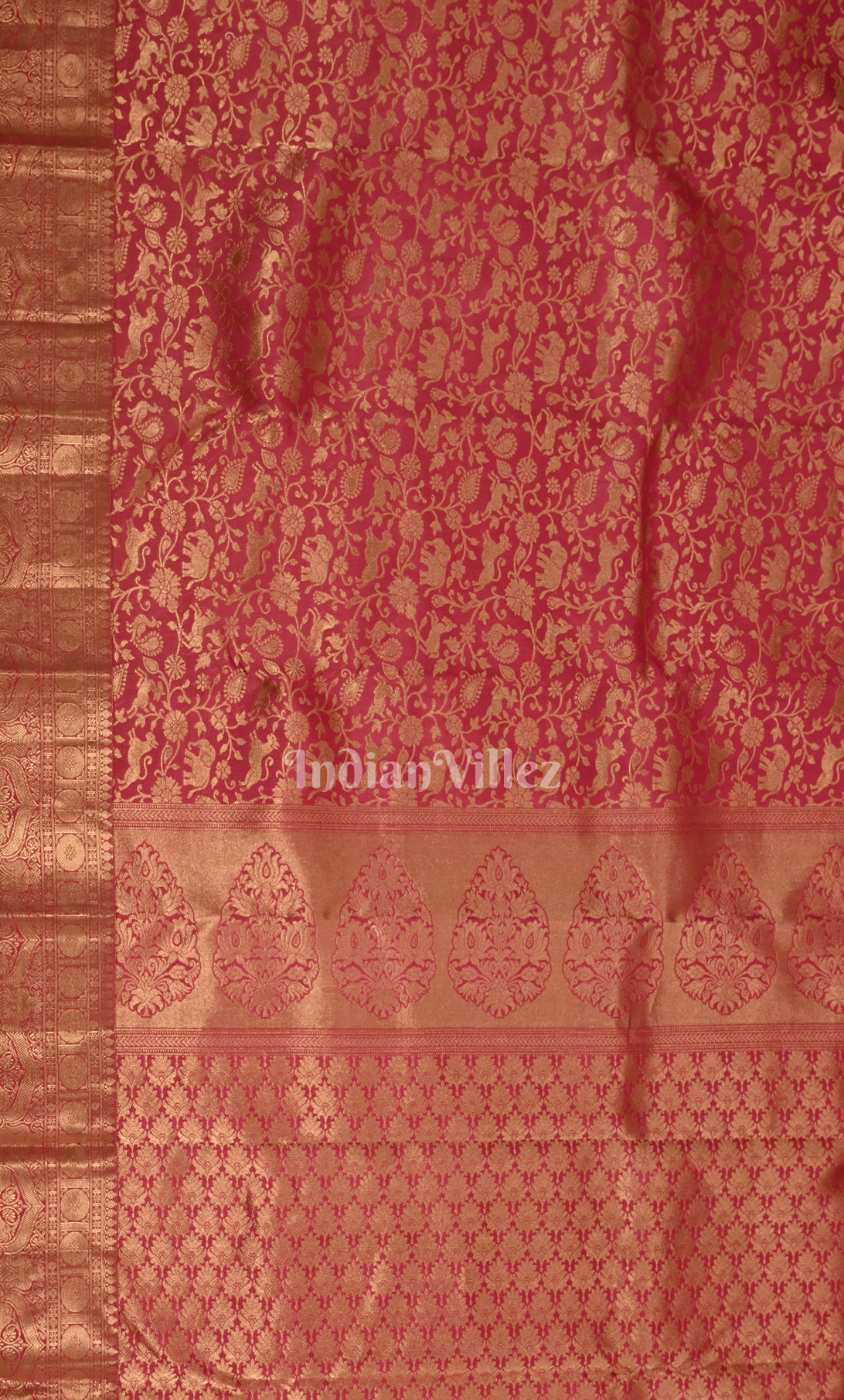 Azalea Pink Pure Kanjivaram Silk Saree with Zari Brocade