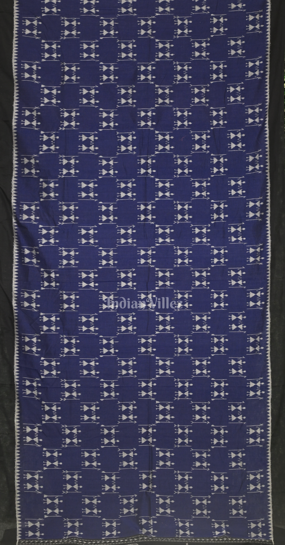 Blue Black Tribal Theme Odisha Ikat sambalpuri Cotton Saree
