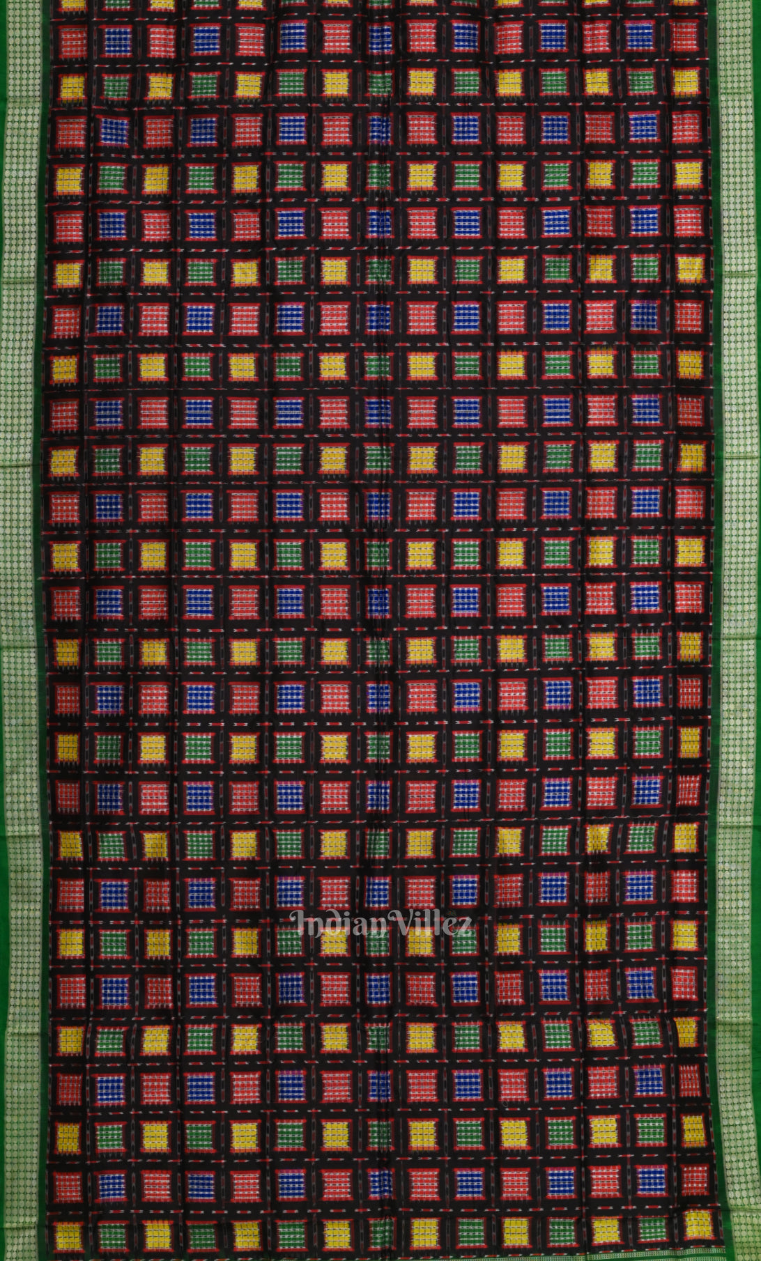 Black Green Ashwini Odisha Ikat Sambalpuri Silk Saree 