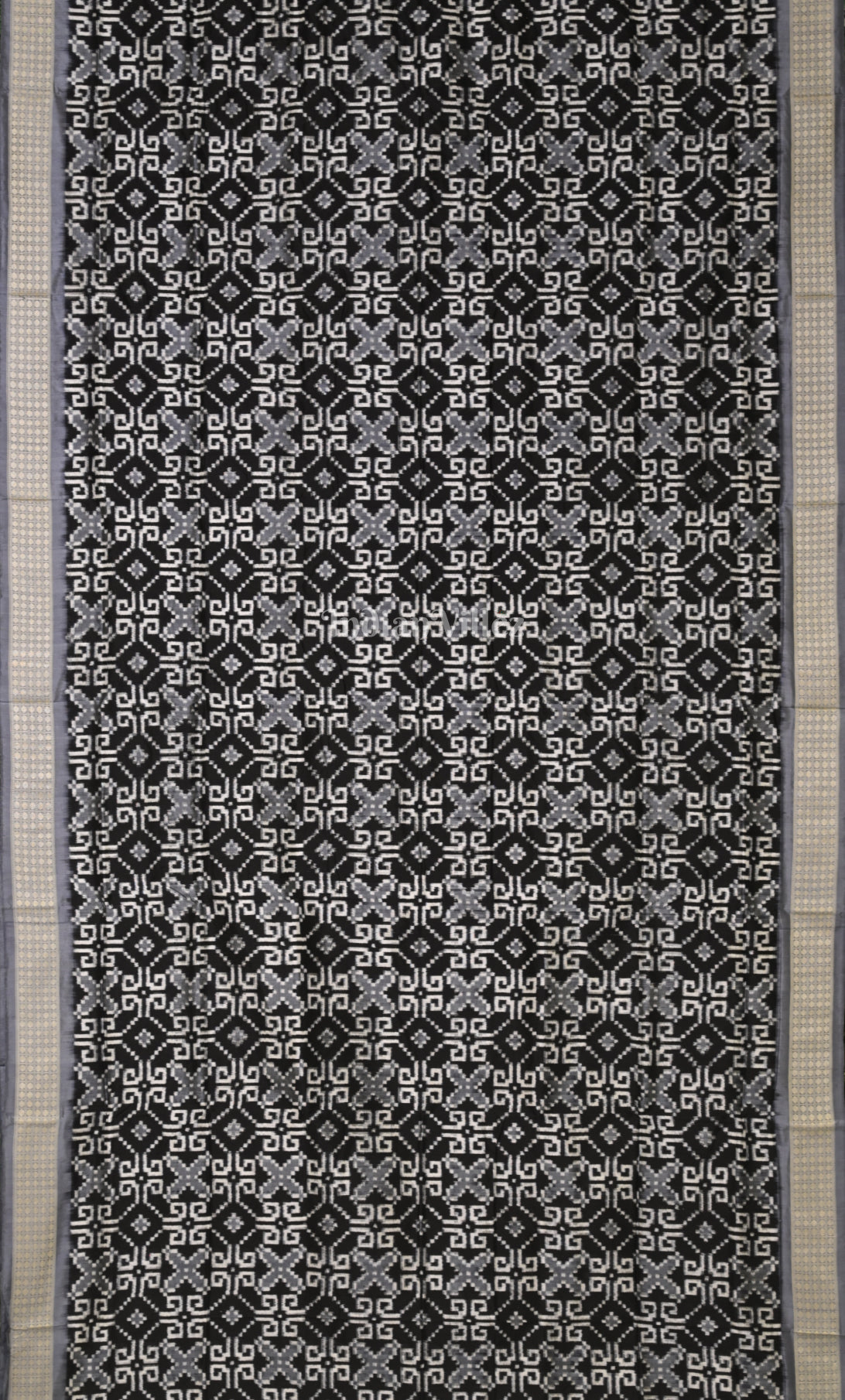Black Grey Telia Rumal Odisha Ikat Sambalpuri Silk Saree