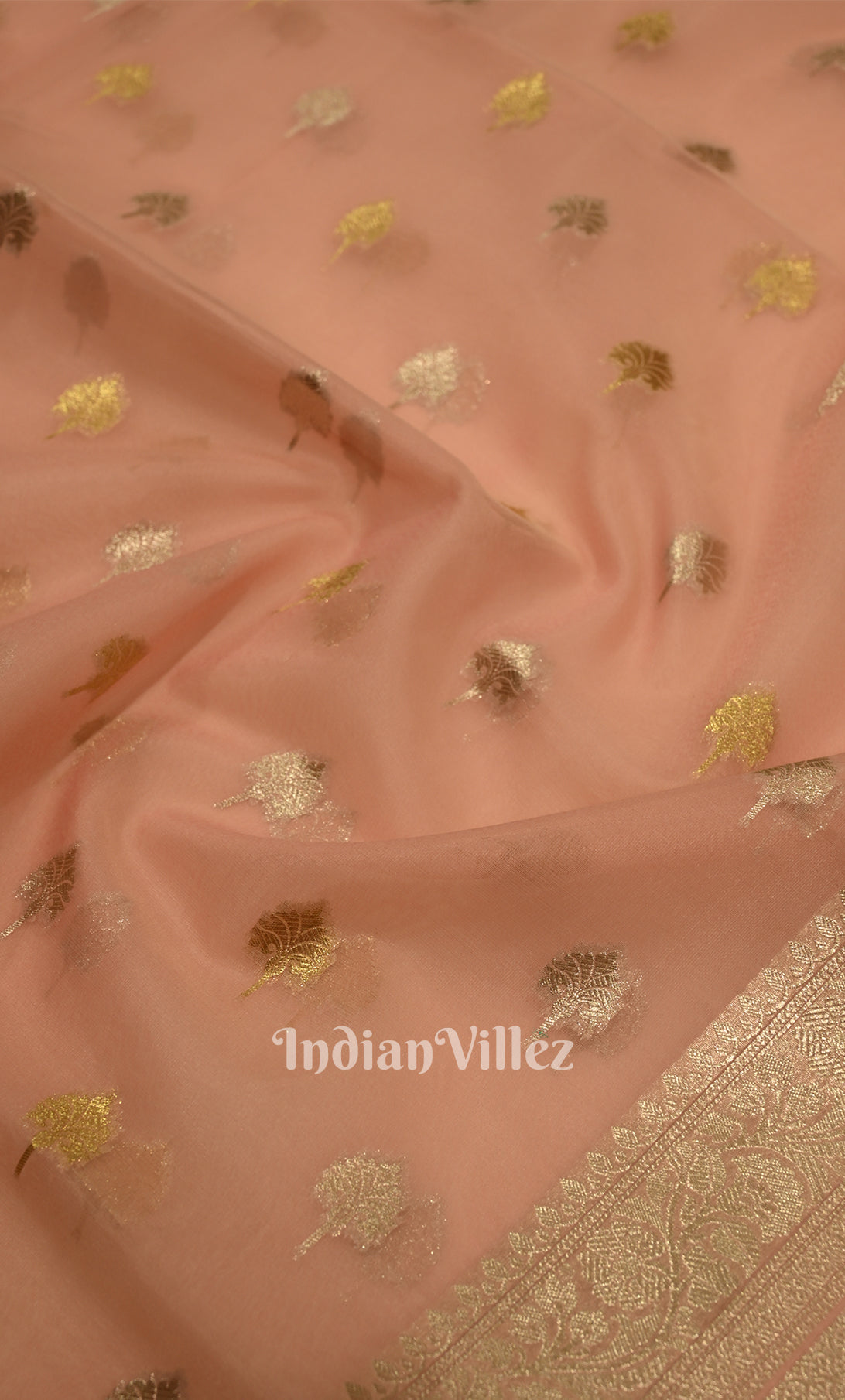 Baby Pink Chanderi  Silk Banarasi Saree
