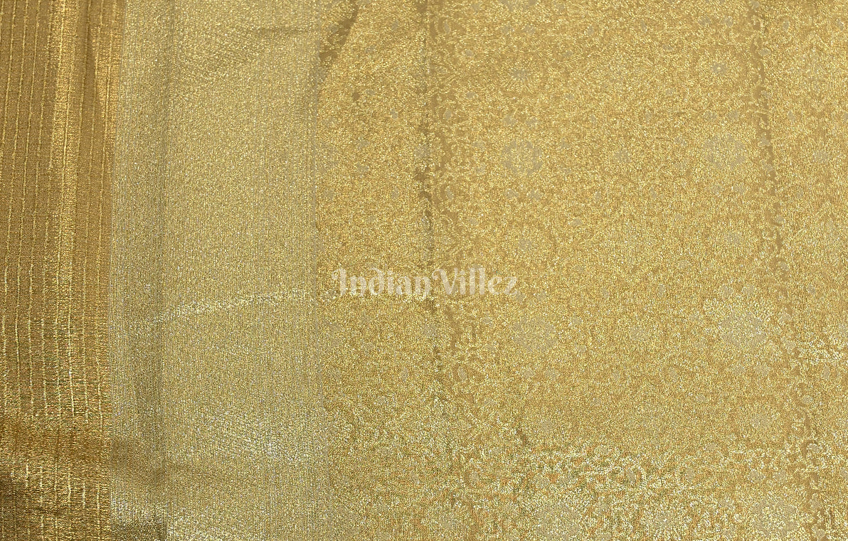 Metallic Gold Brocade Pure Kanjivaram Tissue Silk Saree