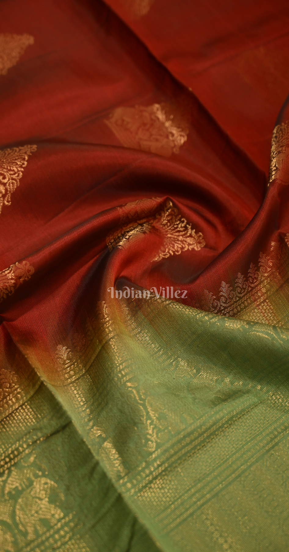 Maroon Mehendi Green Floral Zari Pure Kanjivaram Soft Silk Saree