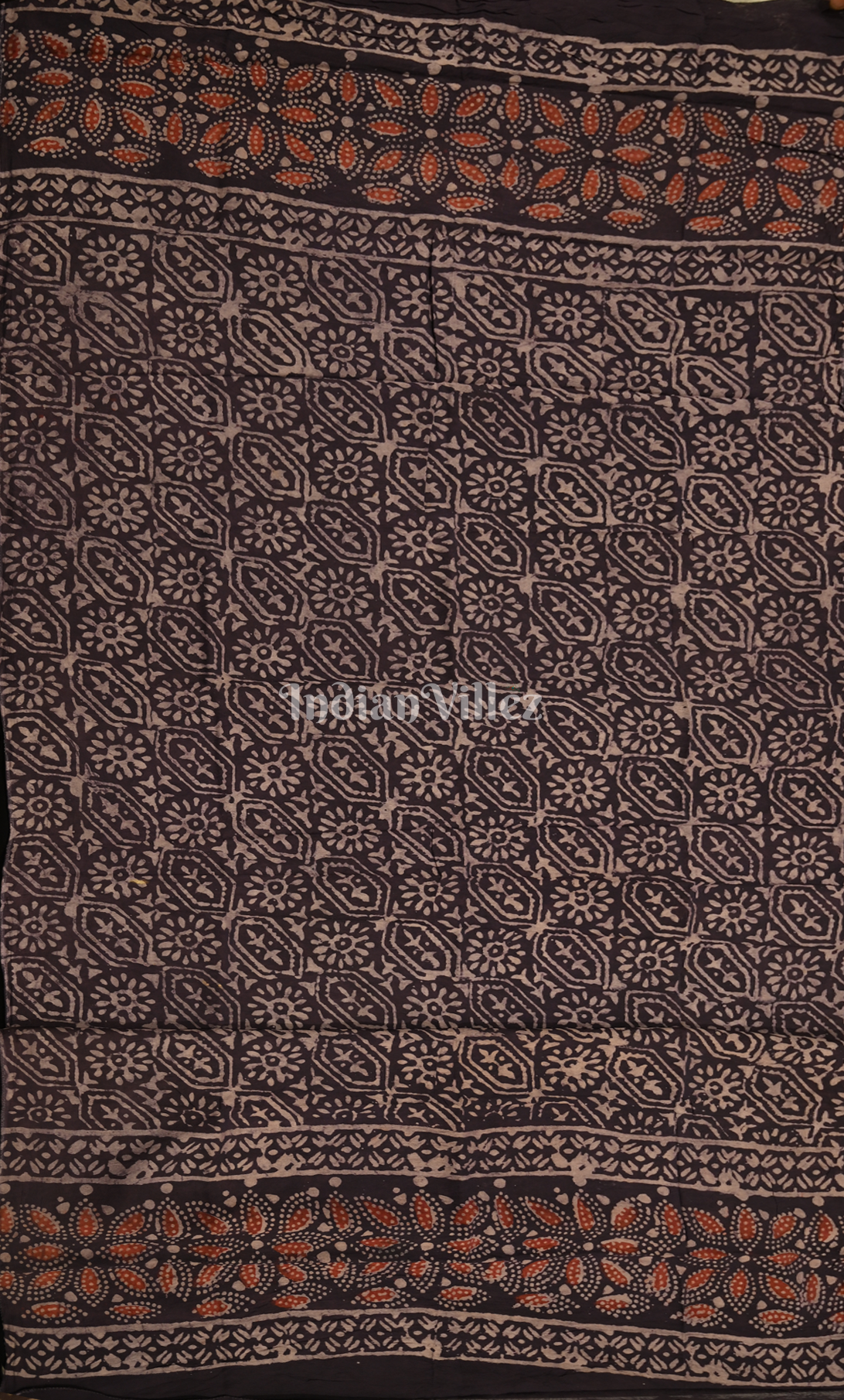 Blue Brown Block Printed Chanderi Silk Suit Sets 