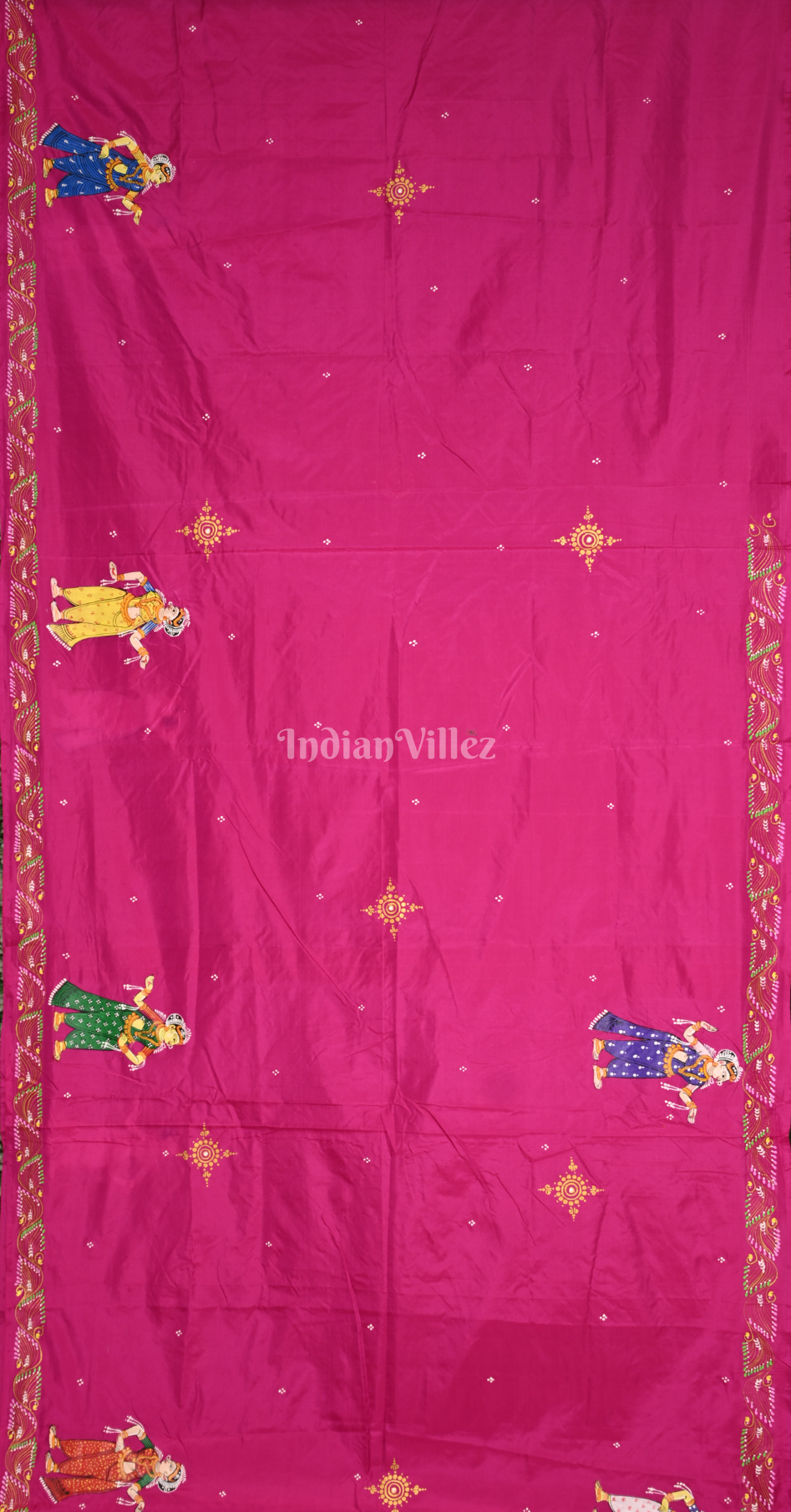Rani Pink Vat Sabitri Theme Hand-Painted Pattachitra Saree