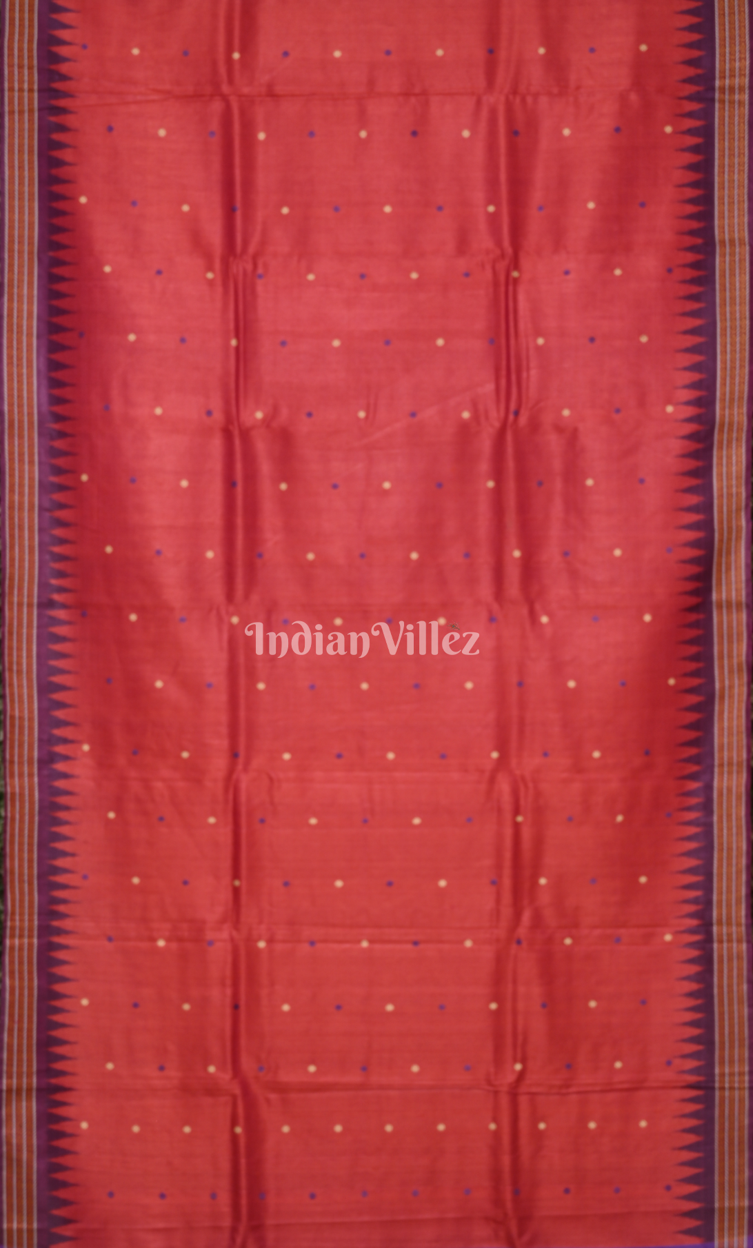 Red Purple  Shree Mandira Nilachakra Theme Gopalpur Tussar Silk Saree 