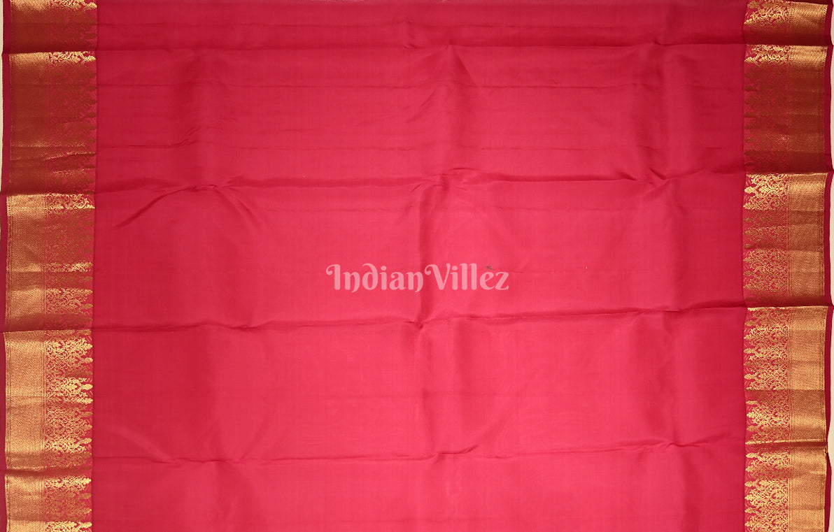 Bottle Geen Red Brocade Pure Kanjivaram Silk Saree 