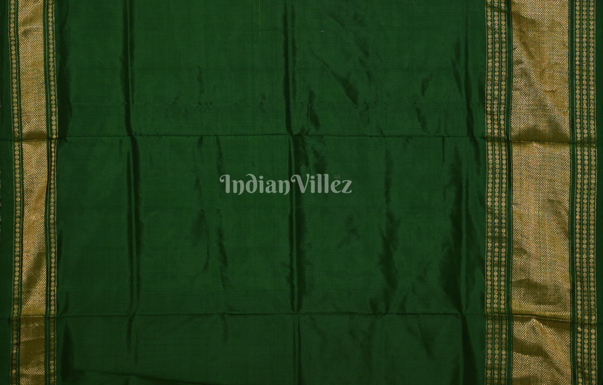 Yellow Green Pochampally Ikat Silk Saree