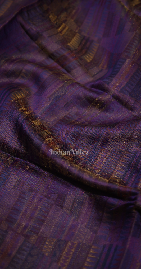 Purple Pure Two Tone Organza Weaving Banarasi Saree