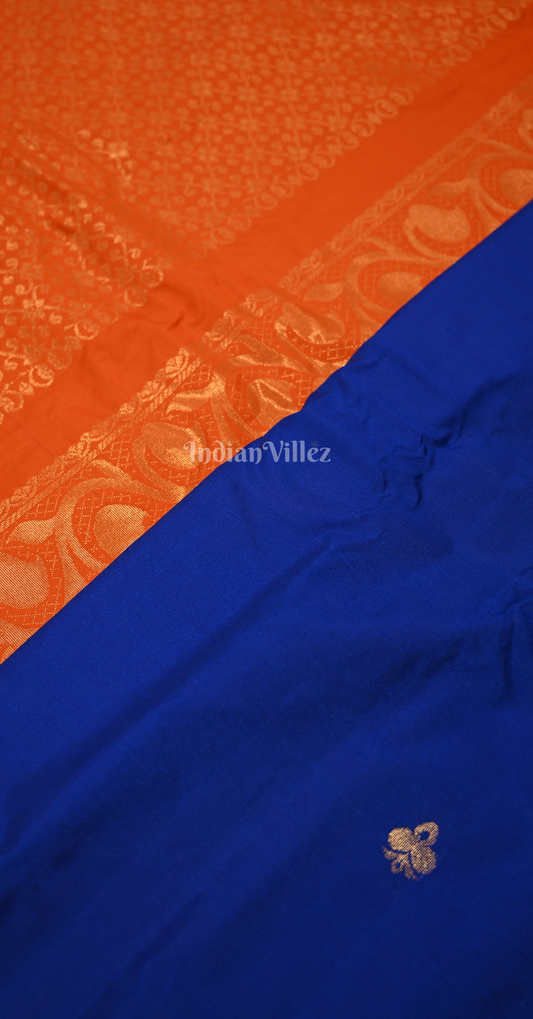 Royal Blue Red Butti Design Pure Gadwal Silk Saree 