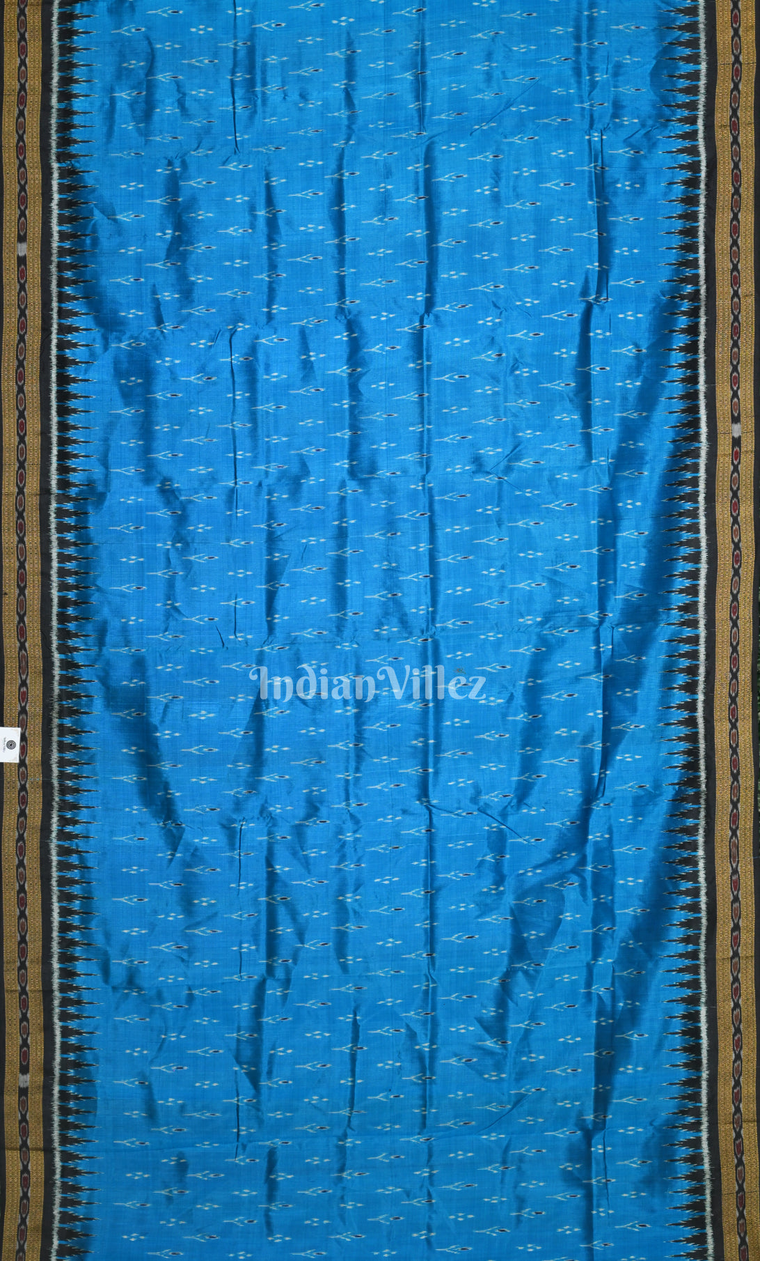 Surf Blue Black Mayur Chandrika Khandua Silk Saree with Blouse Piece