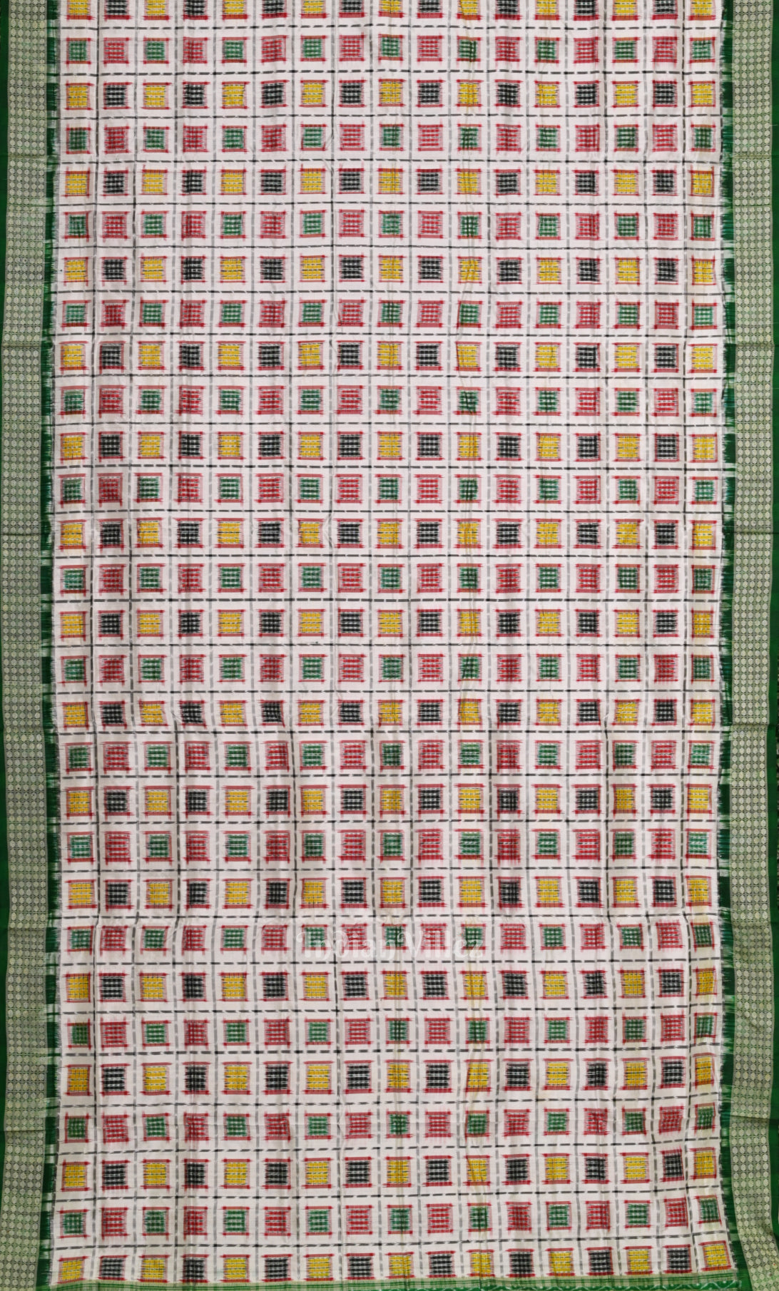 White Green Ashwini Odisha Ikat Sambalpuri Silk Saree