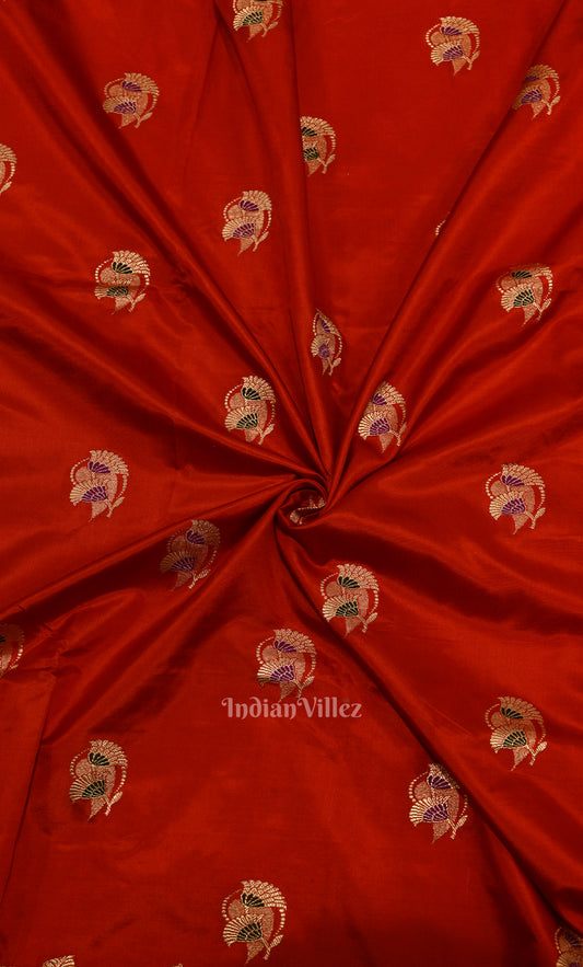 Elegant Red Pure Katan Silk Banarasi Saree