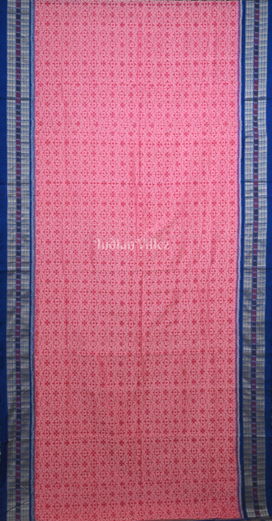 Pink Blue Odisha Ikat Sambalpuri Cotton Saree